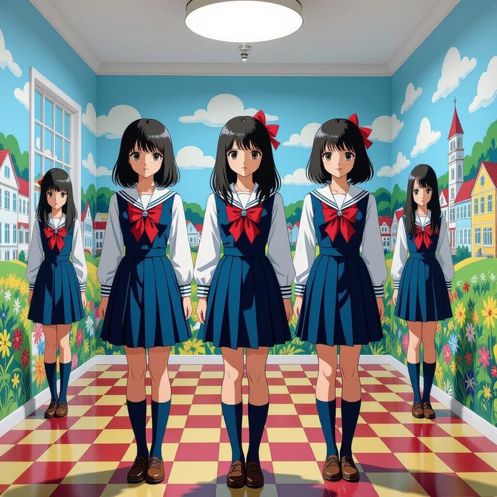 Fairytale Girls in Neo-Impressionist Schoolroom Mural