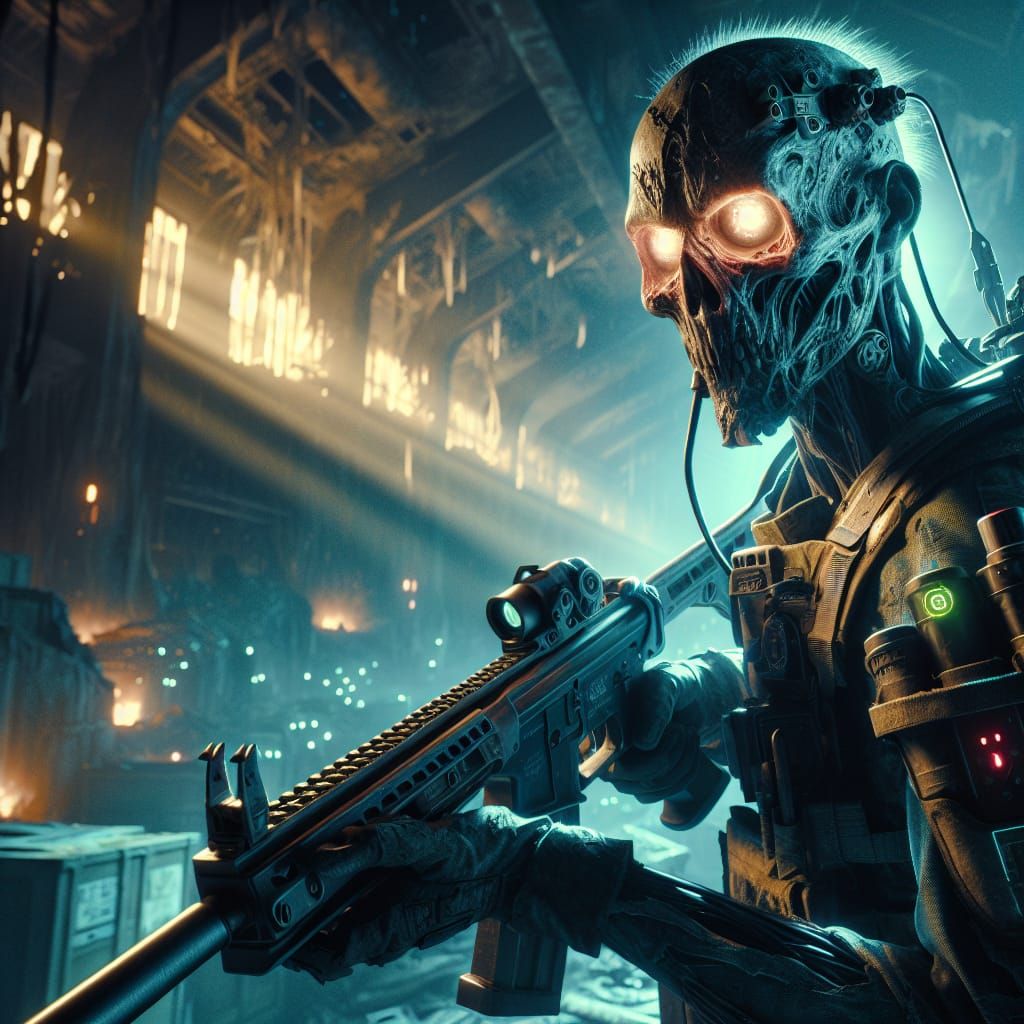 Post-Apocalyptic Ghoul Minuteman with Laser Rifle in 8K