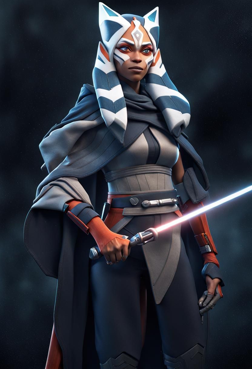 Ahsoka Tano Movie Poster in 3D Game Style