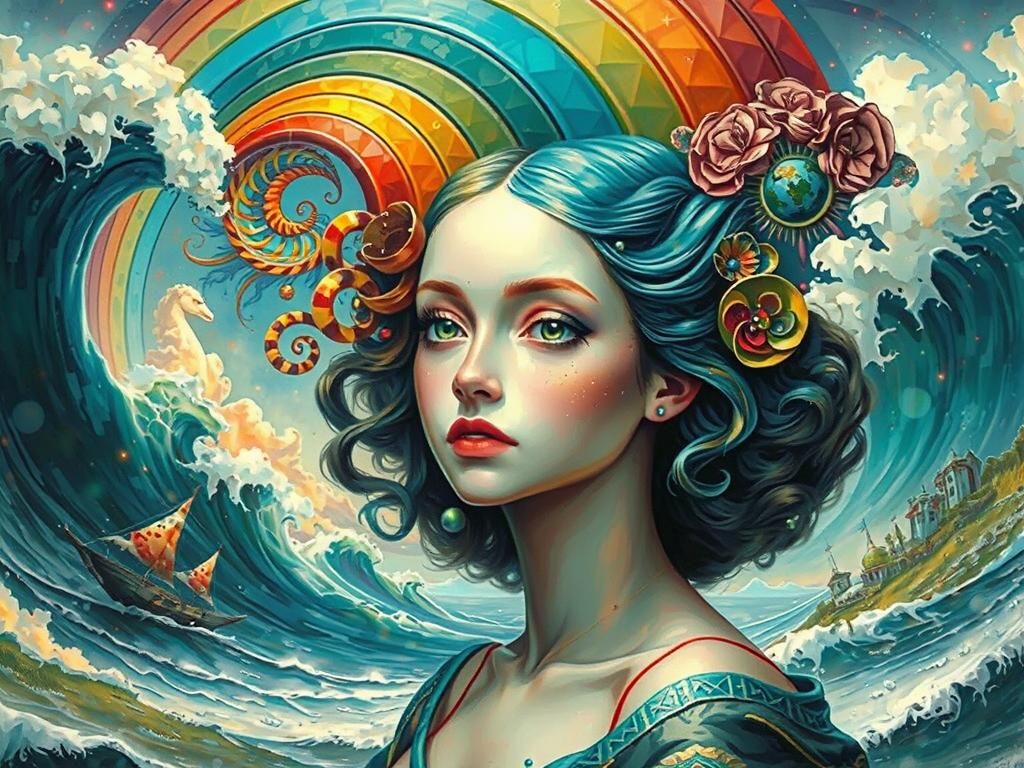 Dreamscape Rainbow Fractals in Art Deco Style