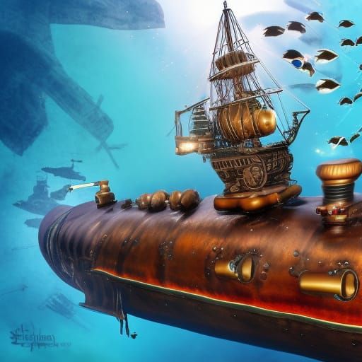 Pirate Submarine in Cannon Battle: Concept Art