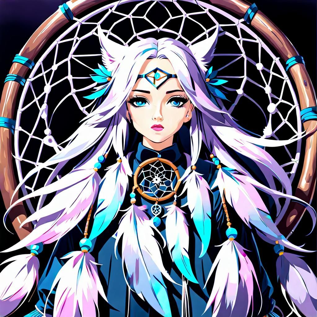 Detailed AI Dreamcatcher Illustration