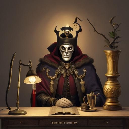 Surreal Lamp Bearing Gifts, Evocative of Miro and van Eyck