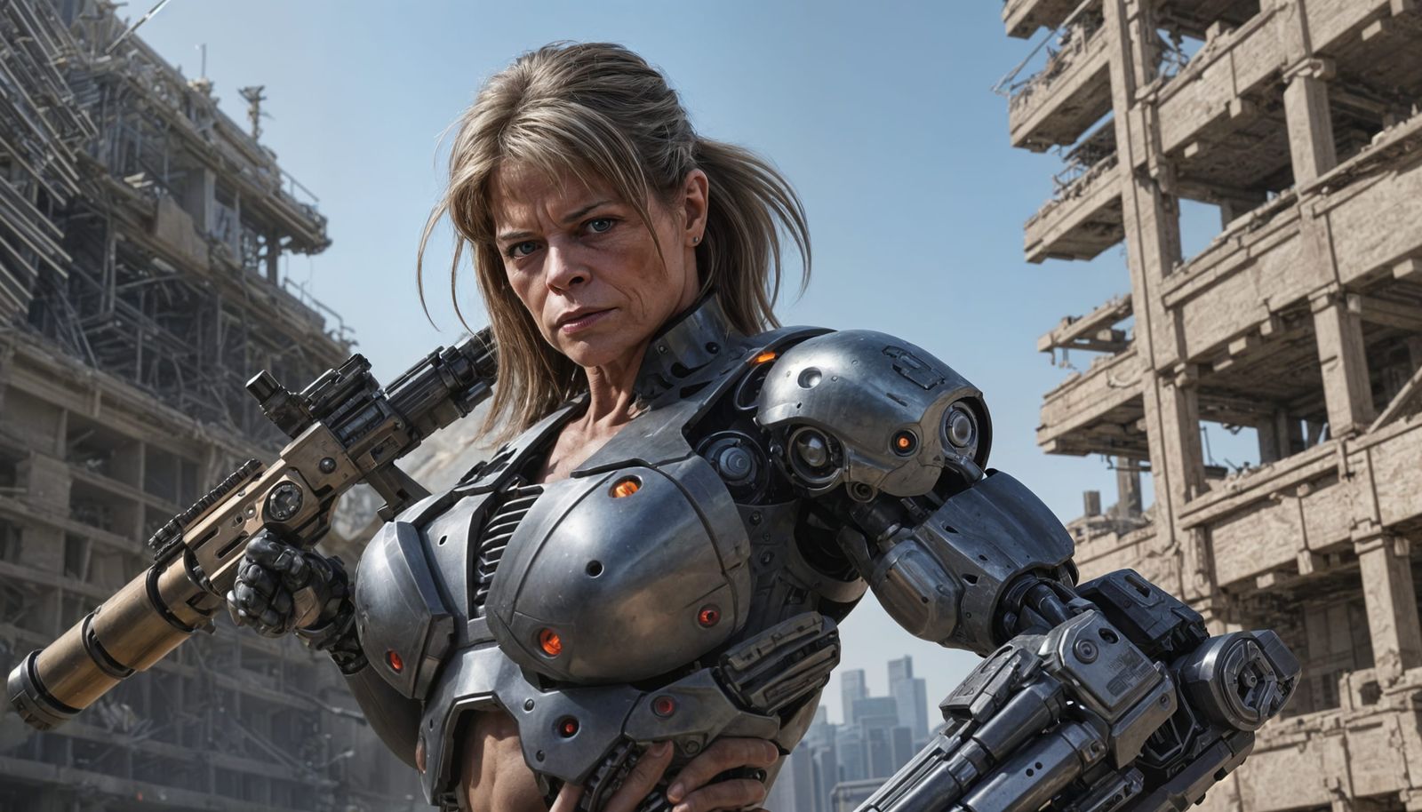 Battle Cyborg Woman in Photorealistic Style
