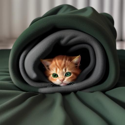 Cartoon Ginger Kitten Emerges from Trenchcoat Sleeve