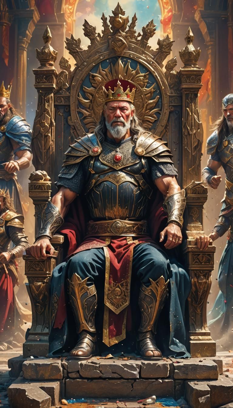 Muscular King with Sons: Hyperrealistic Concept Art