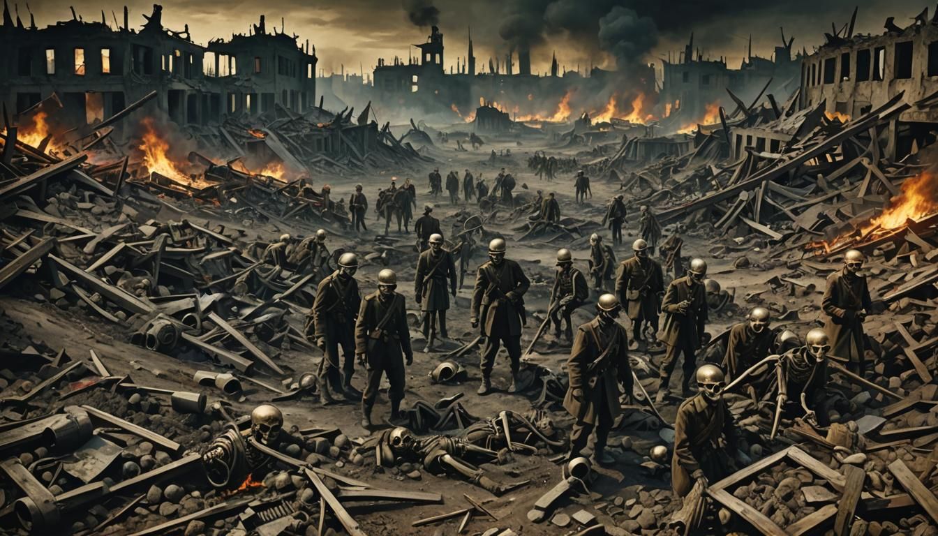 Skeletal Aftermath: German Expressionist War Landscape