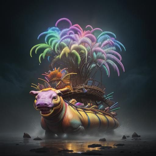 Sabertooth Armadillo in Rainstorm: Hyperrealistic Concept Ar...