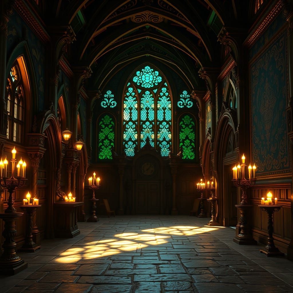 Surreal Danish Castle Interior with Ancient Magic