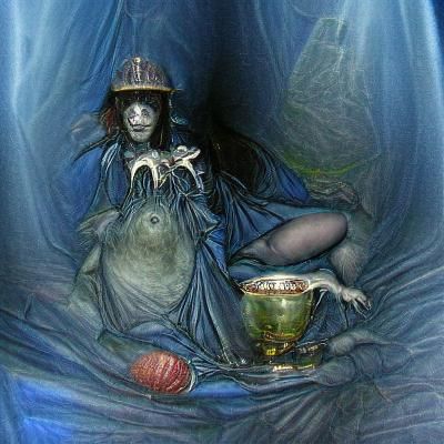Little Witch Tarot: Two of Cups in Dark Fantasy Style