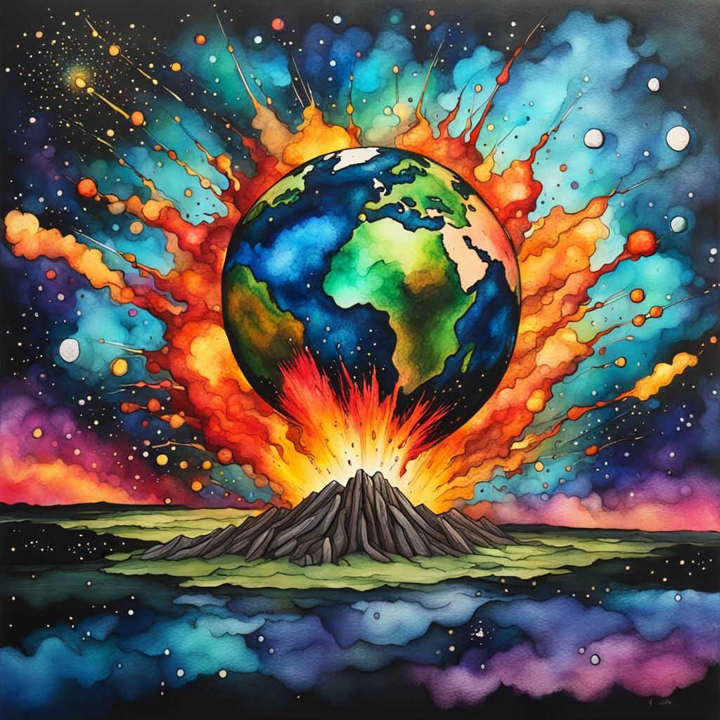 Exploding Meteor Impact: Alcohol Ink Art