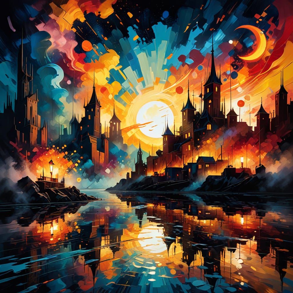 Ethereal Crescent Cityscape