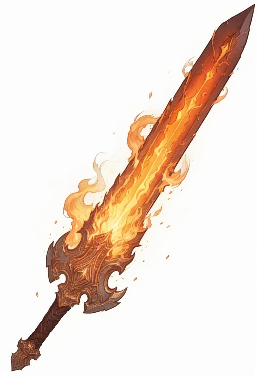 Flaming Sword Illustration in Boris Vallejo Style