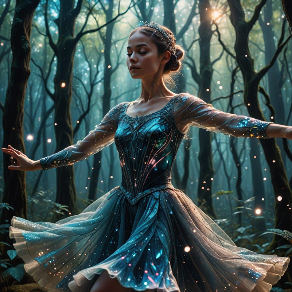 Prima Ballerina Dances in Mystical Astral Forest