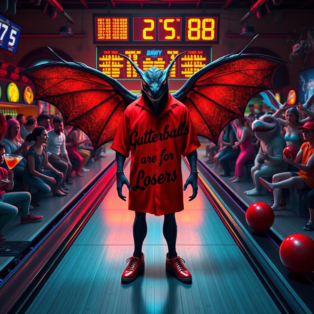 Mothman: Vintage Bowling Legend in a Whimsical Realm