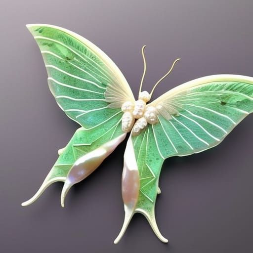 Shimmering Luna Moth Sculpture on Gold Plate