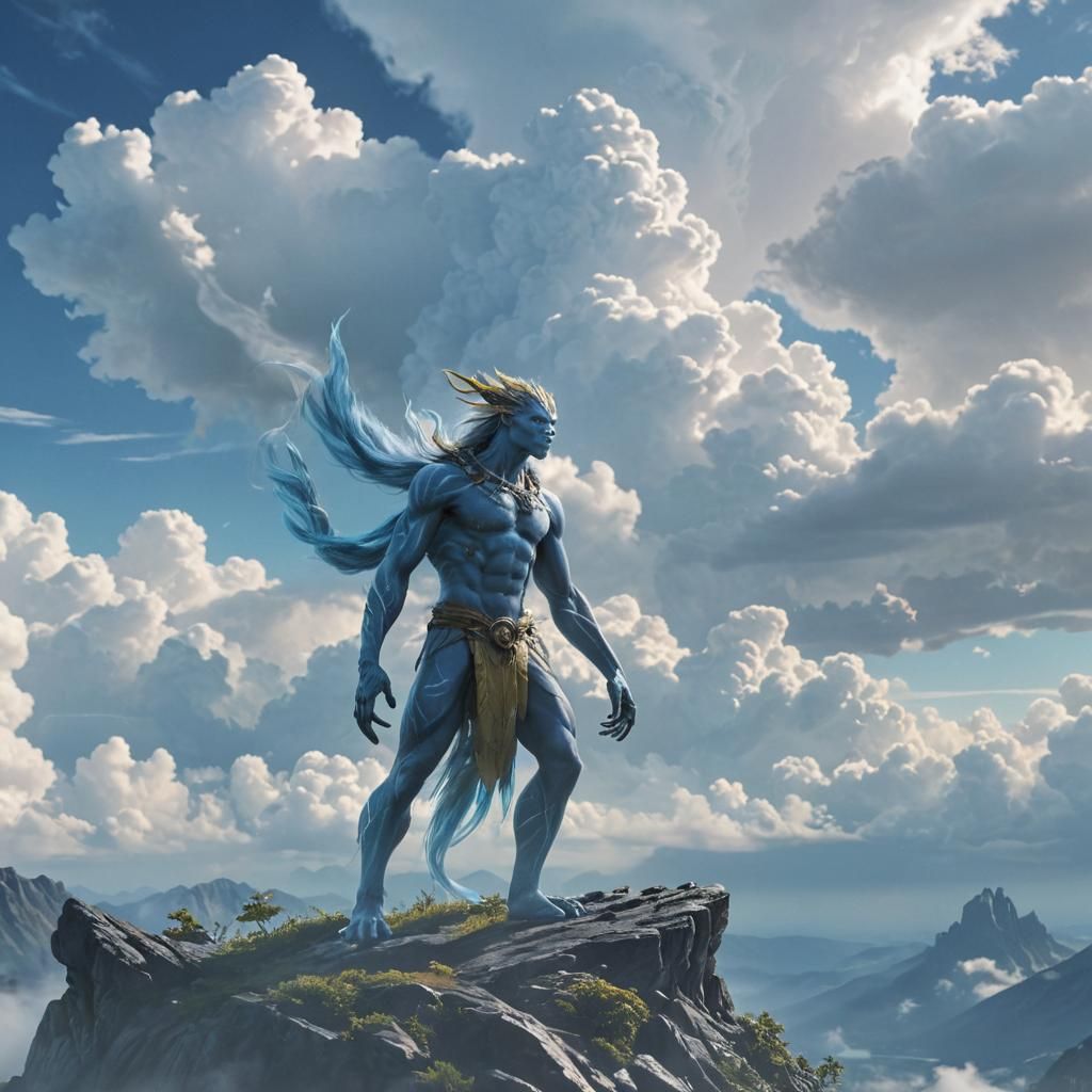 Epic Na'vi Standing on Mountain Peak in Cinematic Landscape