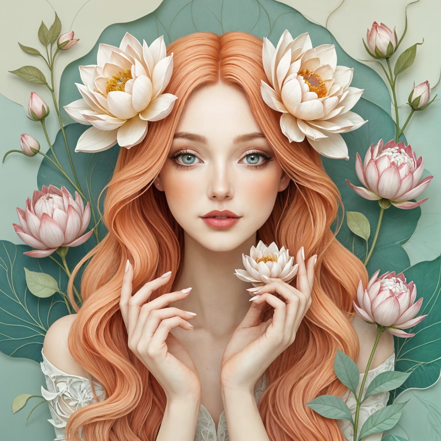 portrait of a woman with peach hair