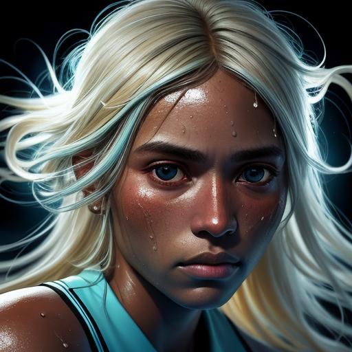 Dynamic Tennis Player with Many Arms Portrait