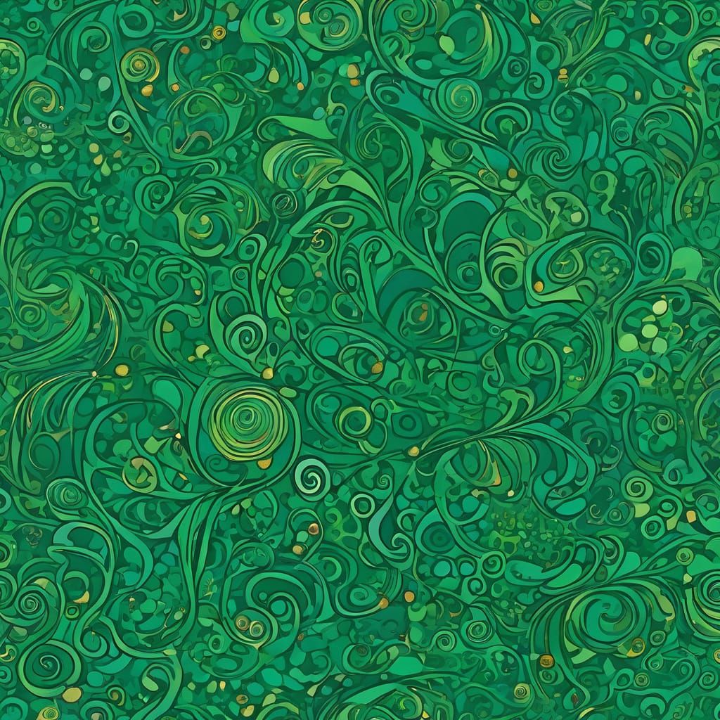 Green Landscape in the Style of Warwick Goble and Gustav Kli...