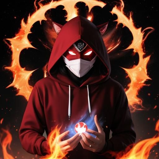 Anime Trickster with Burning Ice and Spirit Woman