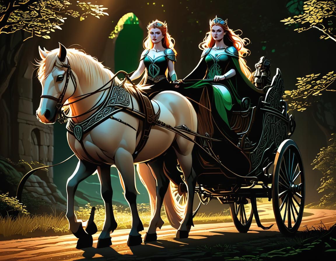 Celtic Princess Rides Chariot: Natural Photoshoot