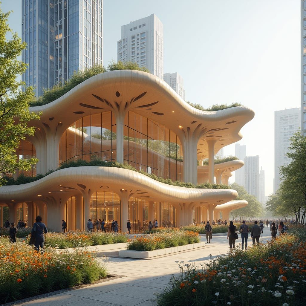 Futuristic Technology Center with Timber Canopy