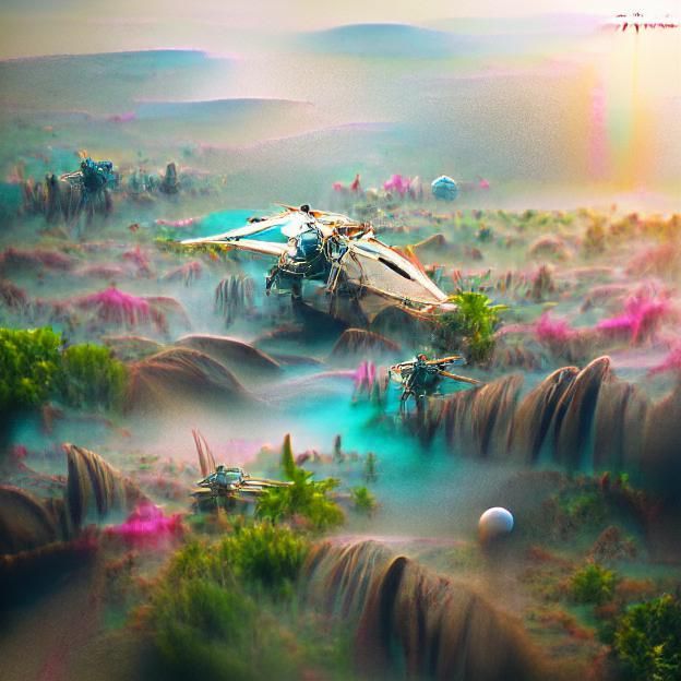 Space Cruiser Landing on Lush Planet in 4K