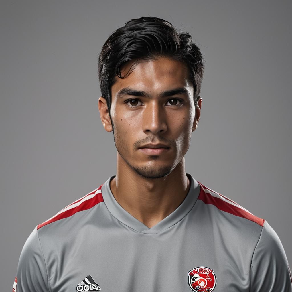 Peruvian Soccer Player Portrait in Hyperrealistic Studio Pho...