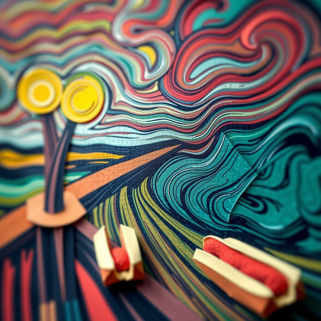 Surreal Origami Hot Dog Inspired by Abstract Art