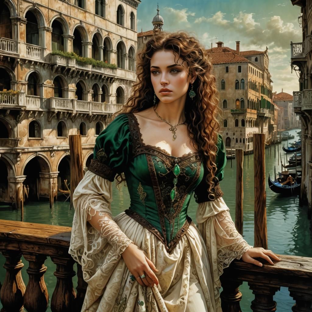 Venetian Beauty in Royo Style Fantasy Art
