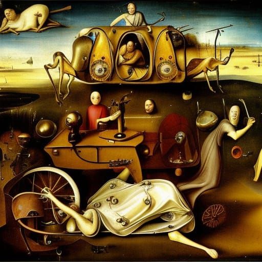 Steampunk Ambulance in Style of Bosch and Dali