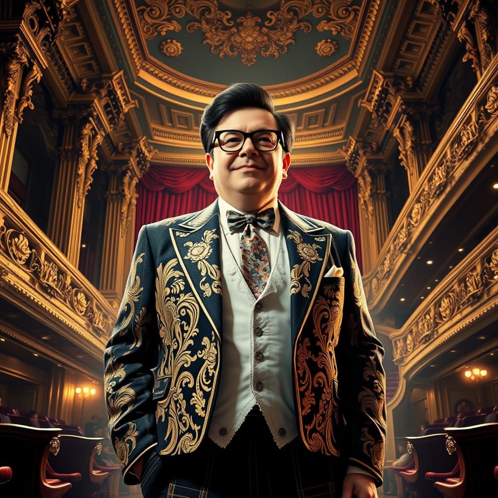 Max Bialystock in Opulent 1950s-Style Broadway Theater