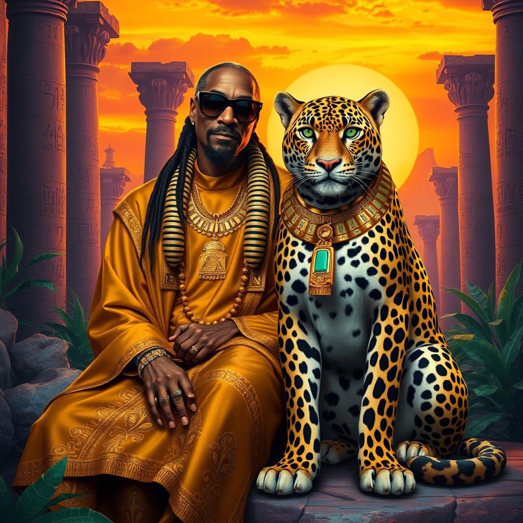 Egyptian-Inspired Snoop Dogg Meets Majestic Leopard in Ancie...