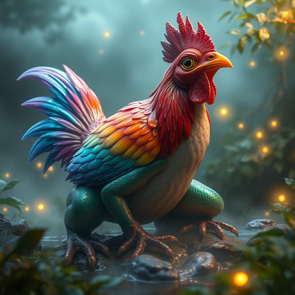 Surreal Amphibious Hybrid in Mystical Landscape