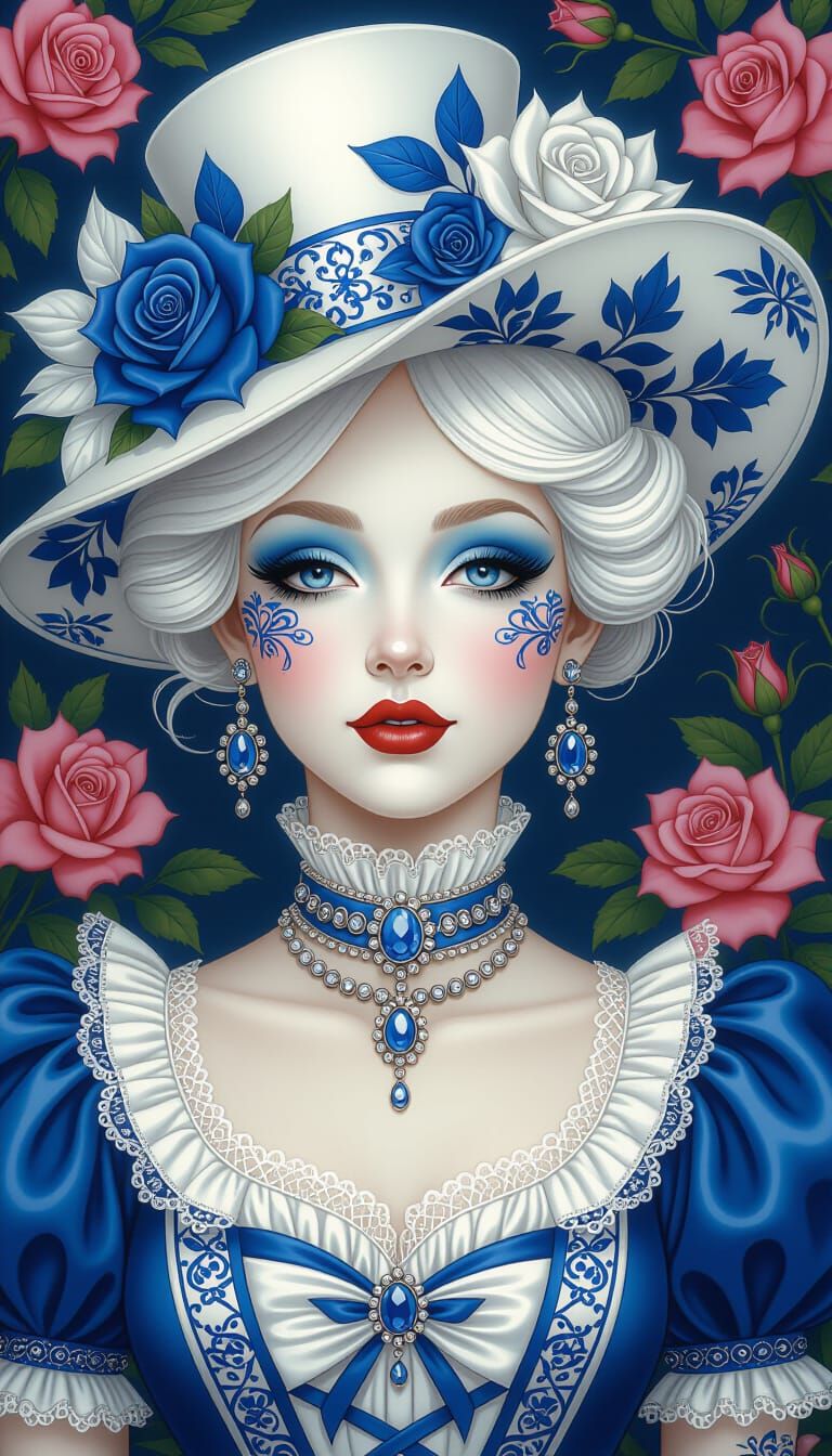 Porcelain Fantasy Lady in Art Nouveau Style