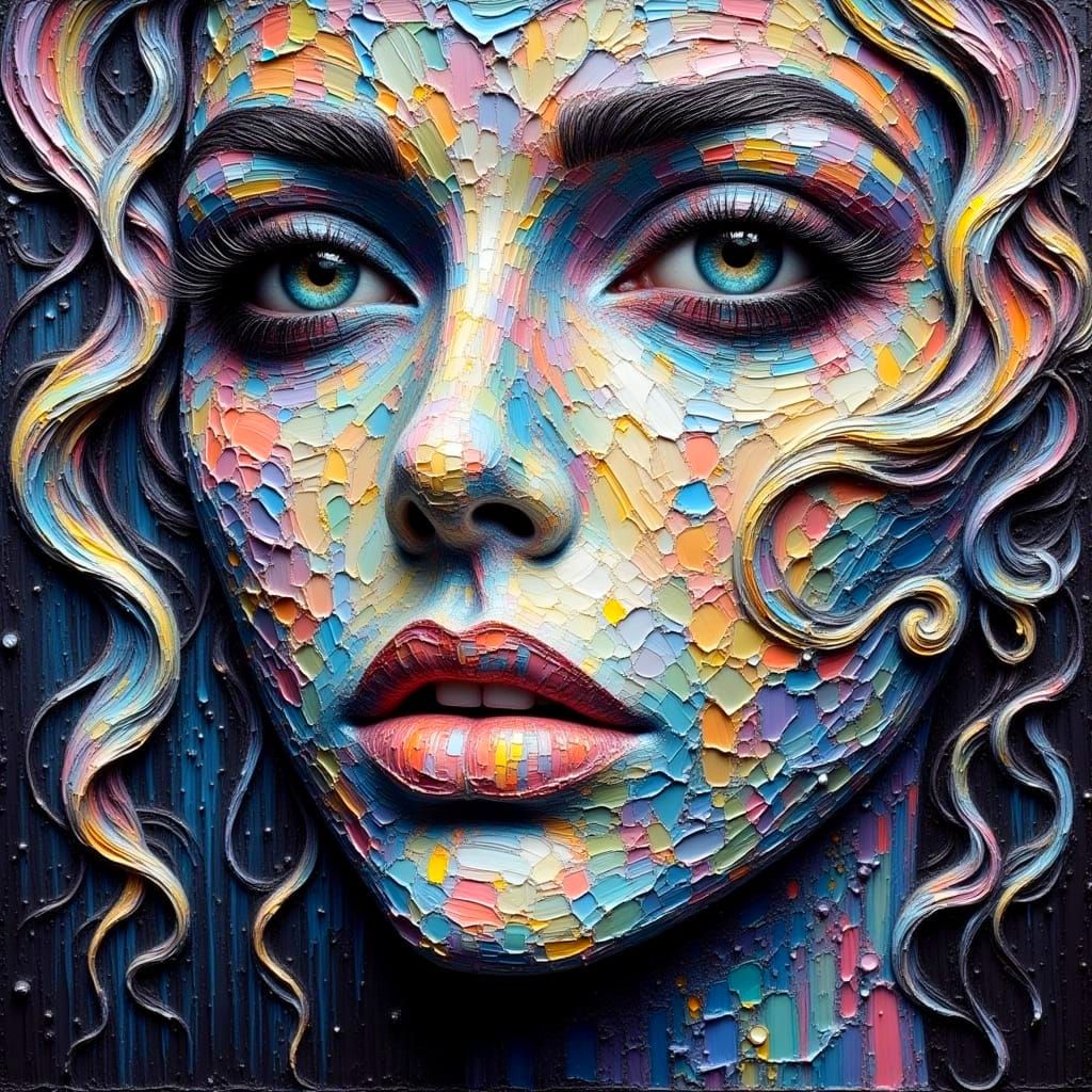 Angel in Impasto Textured Oil Painting