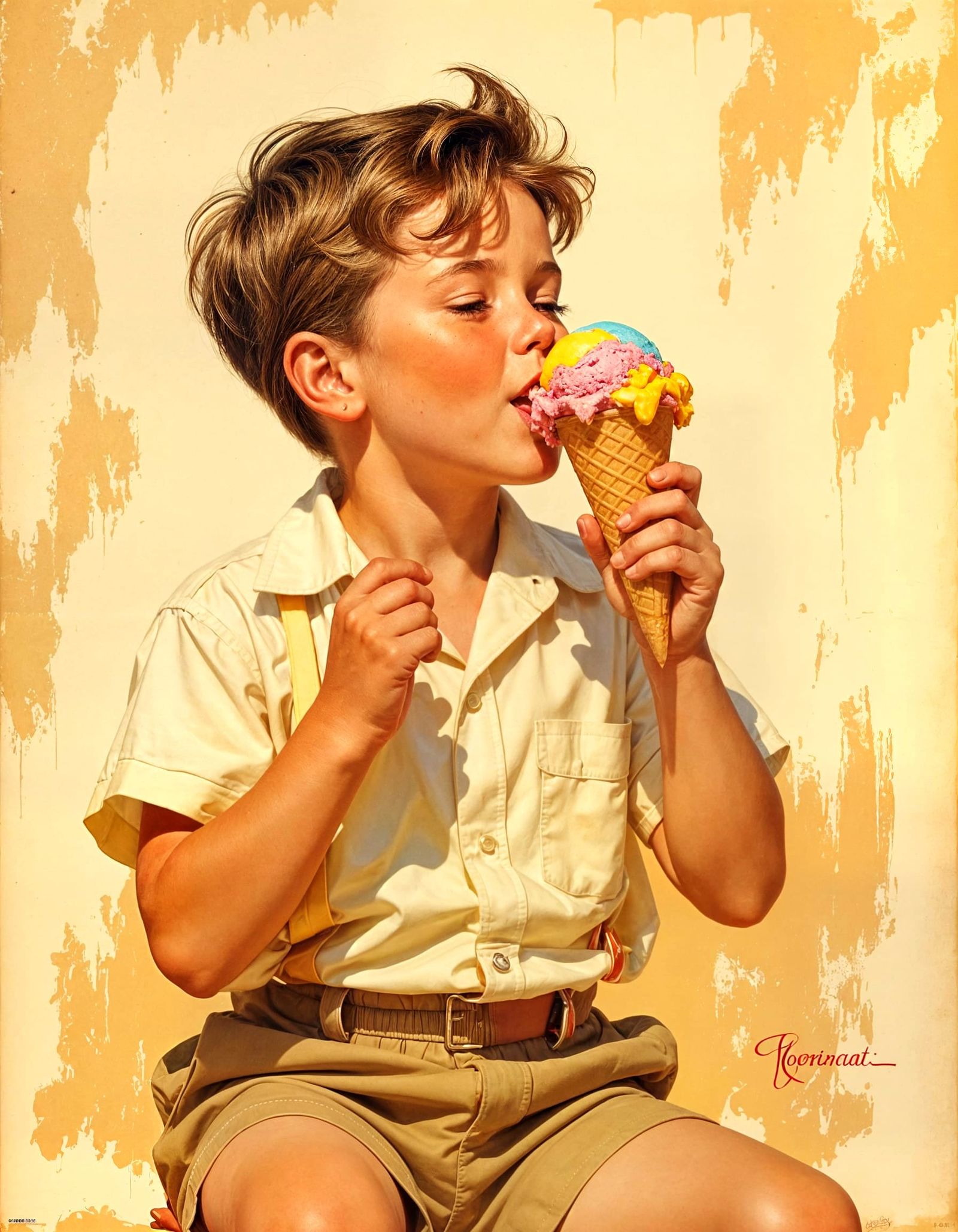 Nostalgic Ice Cream Scene in Rockwell Style