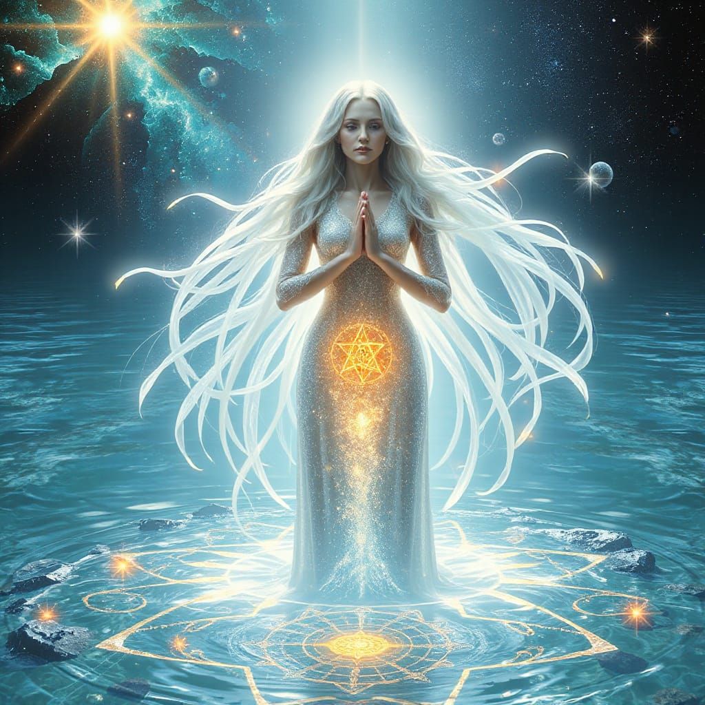 Divine Mother Singing Water Codes in Cosmic Sanctuary