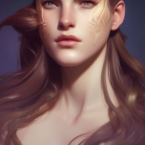 Detailed Portrait with Dynamic Lighting and Colors