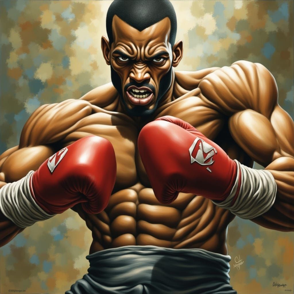 Fierce Boxer in Gritty Realism Style