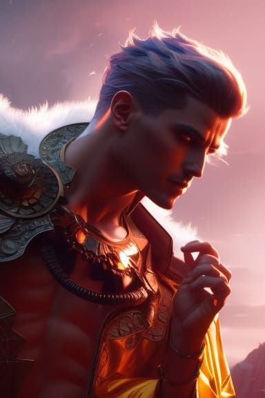 Fallen Angel Portrait in Art Nouveau Style