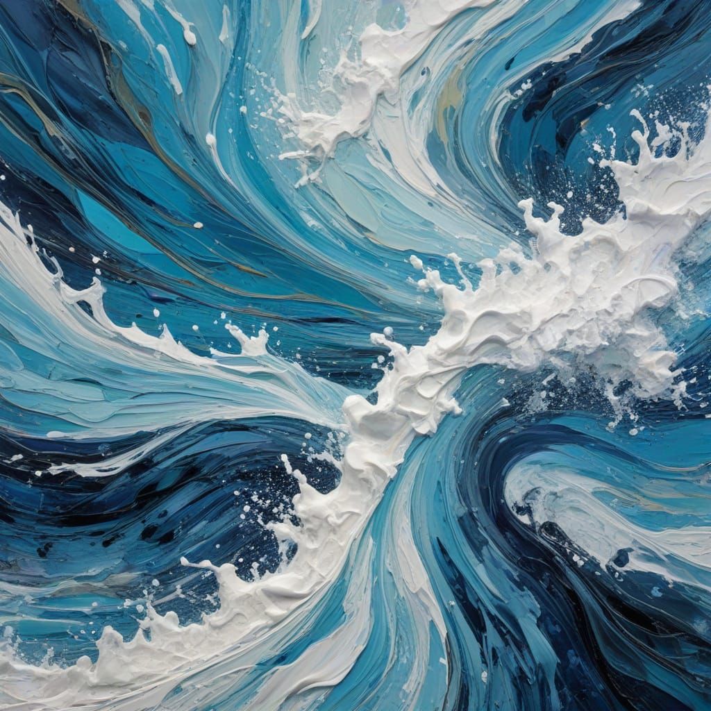 Abstract Expressionist Waves in Thick, Heavy Acrylic Paint