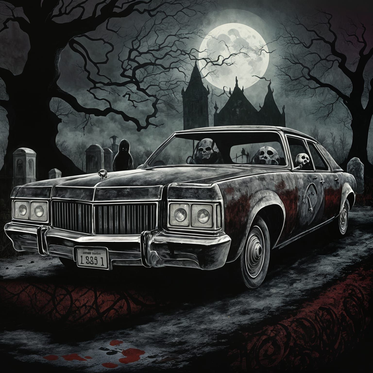 Cursed Car in Cemetery with Ghosts
