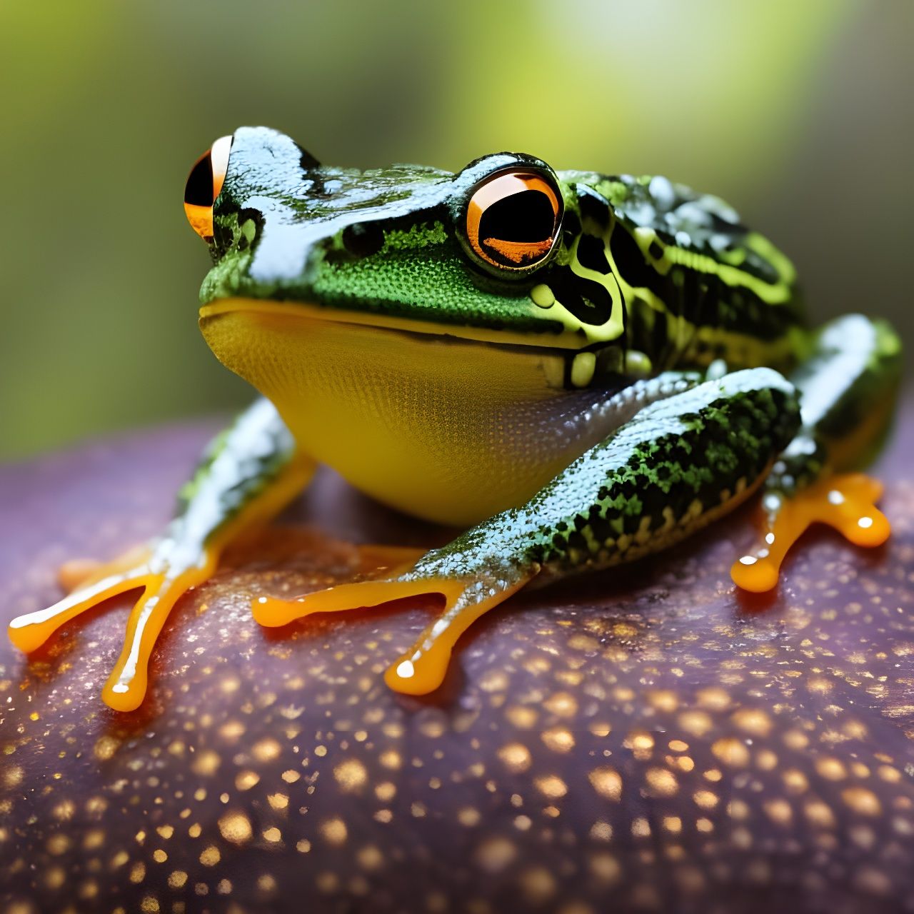 Stained Glass Frog Portrait in Haeckel Style
