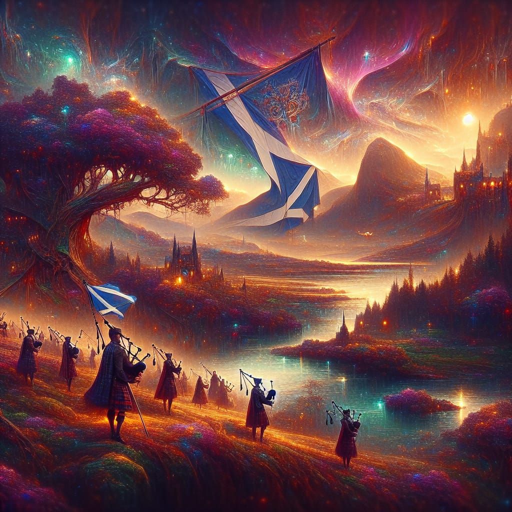 Majestic Scottish Highlands Landscape: Matte Painting