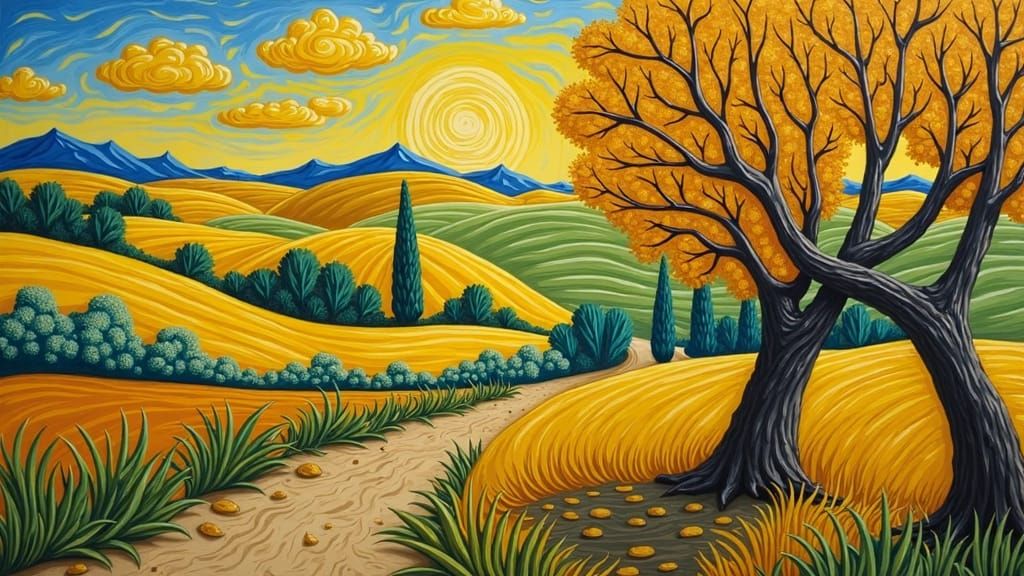 Landscape Painting in Van Gogh Style