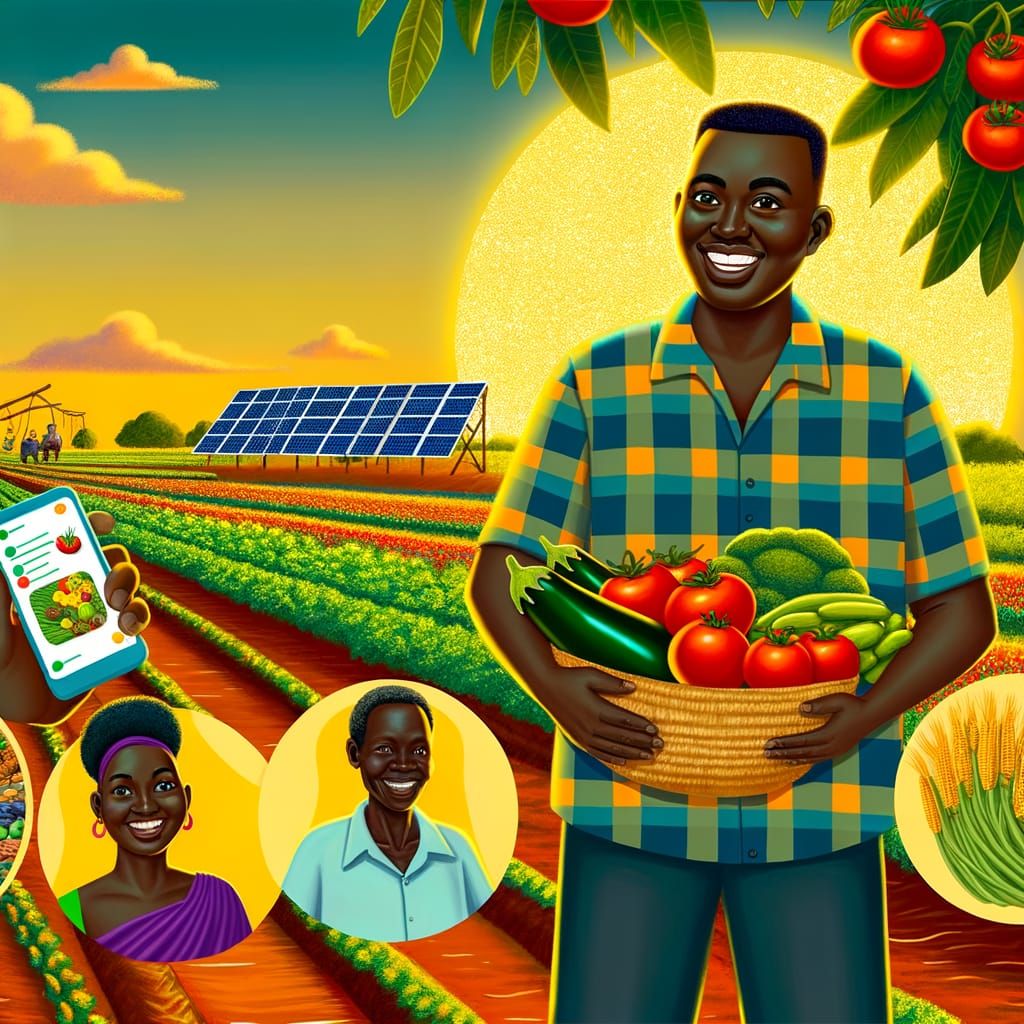 Hopeful African Harvest Scene in Vibrant Digital Art