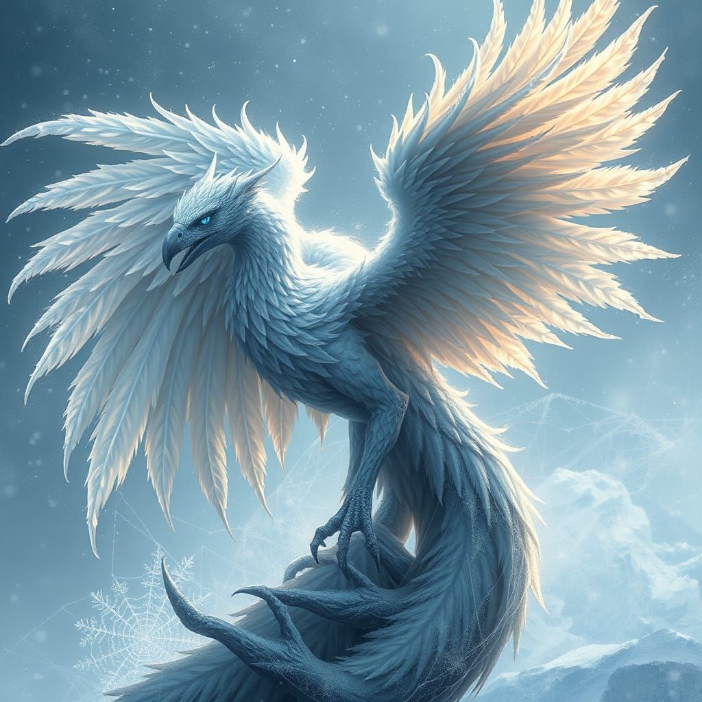 Winter Phoenix of Glacial Frost and Snow