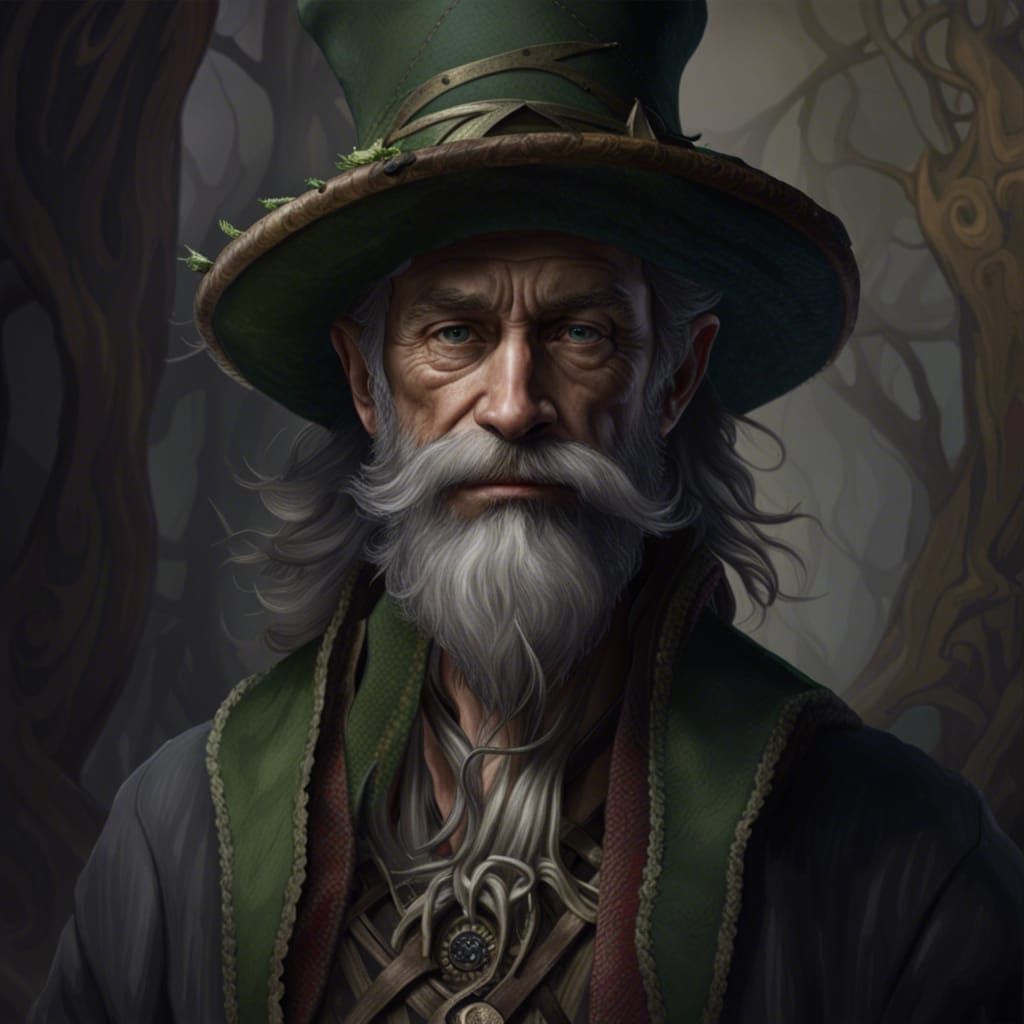 Hyperdetailed Portrait of a Mossy Old Wizard